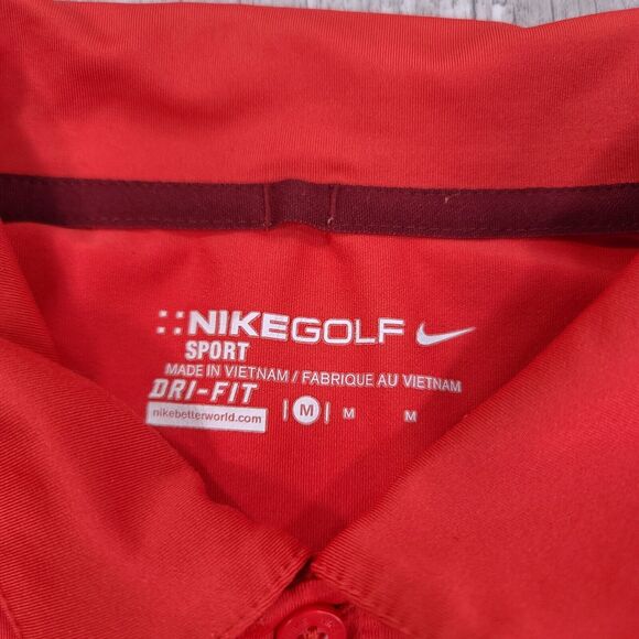 Nike Mens Golf Polo Shirt Size Medium Red Sport Performance Pocket Short Sleeve - Picture 5 of 6